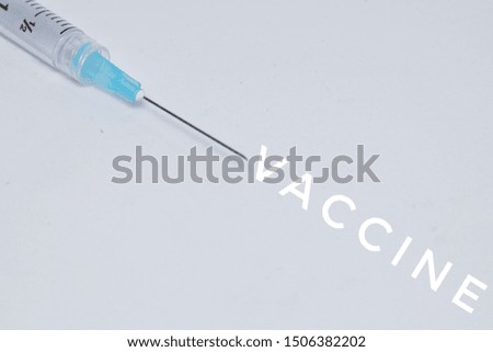 A picture of injection and vaccine word.