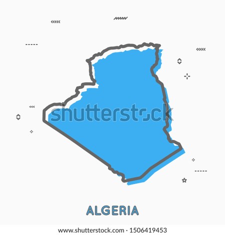 Algeria map in thin line style with small geometric figures. Vector illustration modern concept