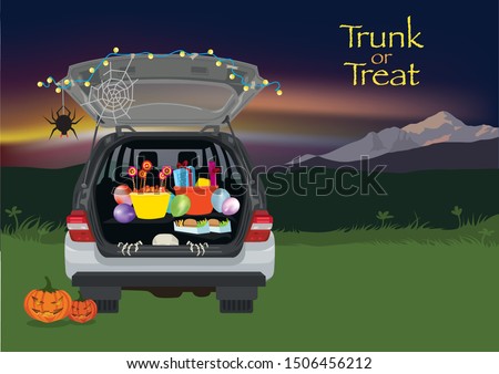 Trunk or Treat Halloween illustration graphic vector Royalty-Free Stock Photo #1506456212