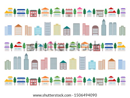 Townscape and building. Vector illustration. 