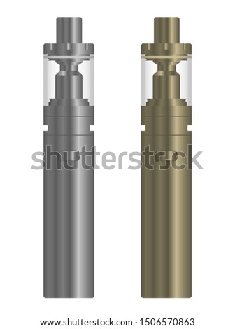 Realistic electronic cigarette. Box mod with a tank atomizer. Vector illustration EPS10.