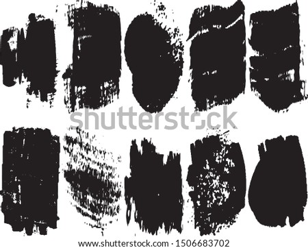 A set of vector grunge brushes. Abstract lines and spots. Dark ink texture