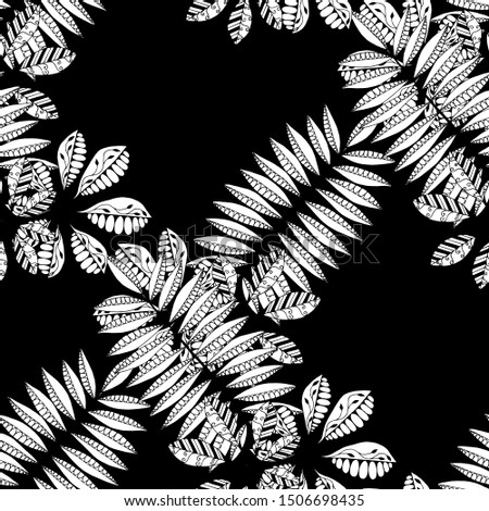Palm Leaves. Black and White Pattern Seamless