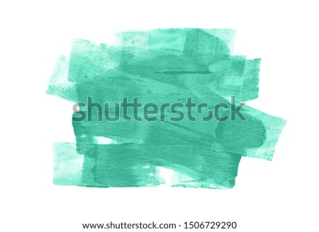 Abstract green stroke isolated on white background. Hand drawn painted frame. Grunge Paint Roller. Modern Textured shape. Dry border. Year color trend concept.
