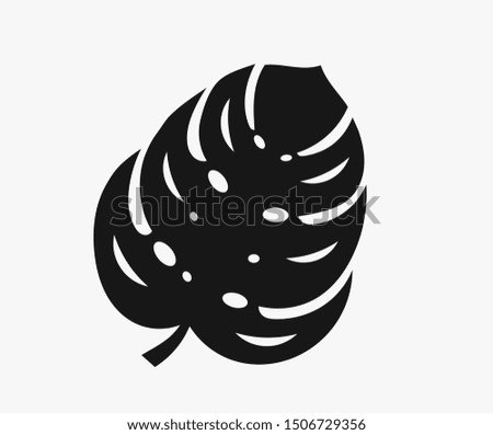 Black monstera leaf icon shape. Vector illustration.