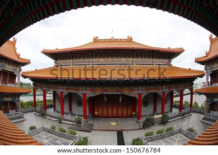 Traditional Chinese architecture by fisheye lens