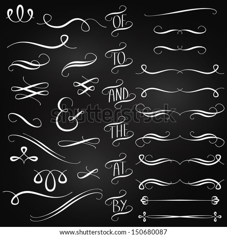 Vector Collection of Chalkboard Style Words, Decoration, Ornaments and Dividers