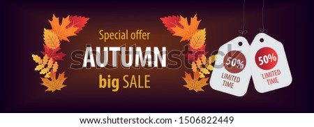 Sale Horizontal Banner autumnal - vector illustration - 