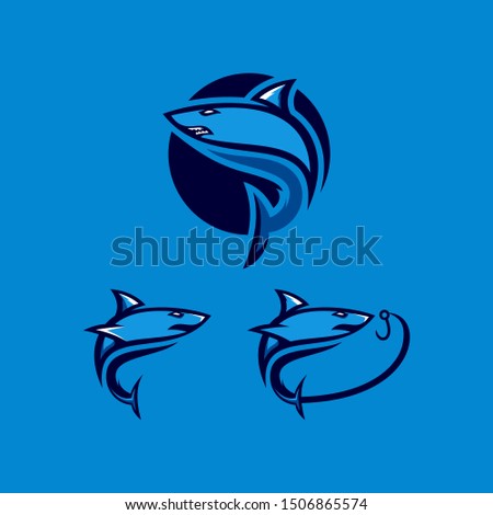 shark color logo design vector 
