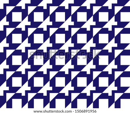 Seamless pattern of a triangle with a square interspersed with diagonal cuts. Geometric monochrome abstract backgrounds suitable for tile motifs.
