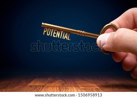 Coach (manager, mentor, HR specialist) has a key to unlock potential - motivation concept. Royalty-Free Stock Photo #1506958913