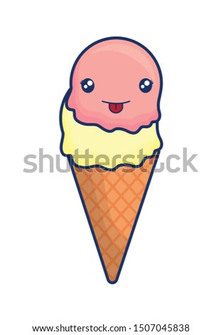 cute ice cream colorful kawaii character