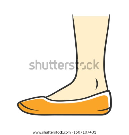 Ballerinas yellow color icon. Woman stylish formal footwear design. Female casual flats, modern everyday ballet shoes. Fashionable ladies clothing accessory. Isolated vector illustration