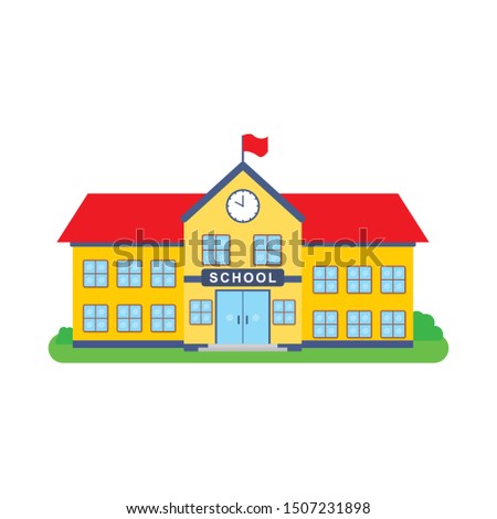 School building vector illustration isolated on white background. School clip art
