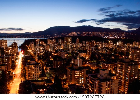 Skyline during sunset in Vancouver
