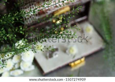 opened chest for jewellery surronded by flowers