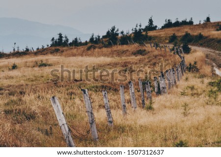 Border posts. Ukrainian-Romanian border. Carpathian mountains.
