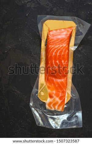 salmon fish, slightly salted trout, menu concept. food background. copy space
