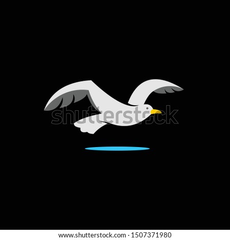 flying seagull logo simple cartoon bird illustration vector of the sea icon idea