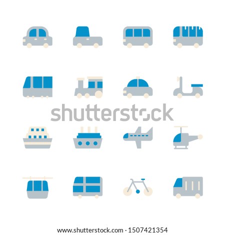 Transportation and vehicle in flat design icon set.Vector illustration