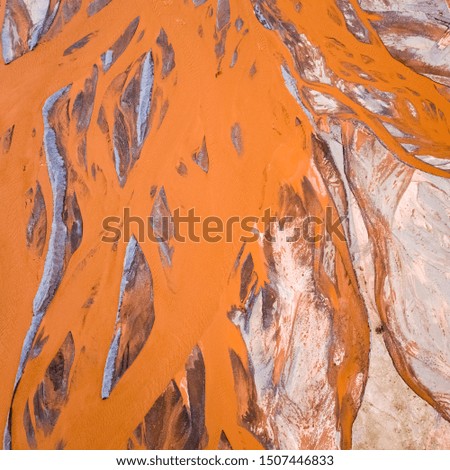 beautiful orange riverbed, the river color comes from the erosion of brown calcium soil, millet calcium soil and sand soil