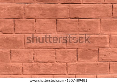 Empty Old Red color brick wall. Painted Wall Surface. Grunge Red Stonewall texture background. Abstract Web Banner Design Element. Copy Space.