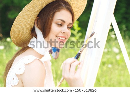 woman painting colors brush creativity model