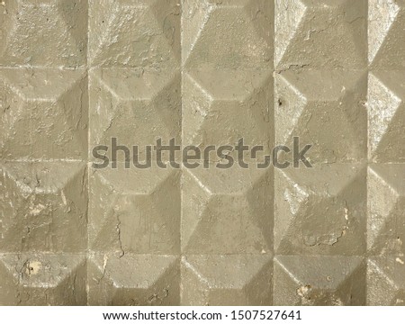 
The design of the fence with a geometric embossed pattern in beige. Background structure.					