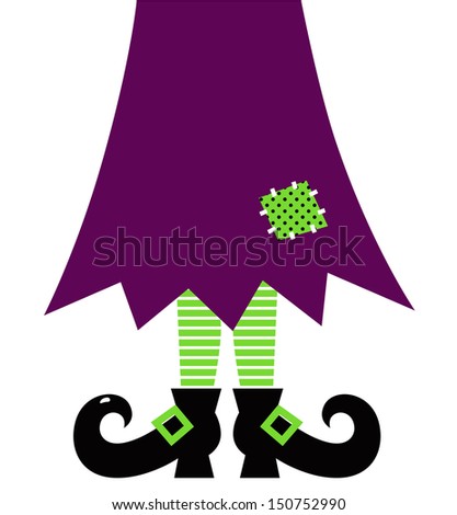 Retro Halloween witch legs isolated on white ( green and purple )