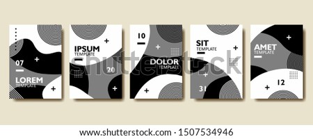 Geometric flyer poster template. Pattern with abstract shapes. Event, sale, magazine and creative cover layout leaflet. Publication and promotion. black on white background