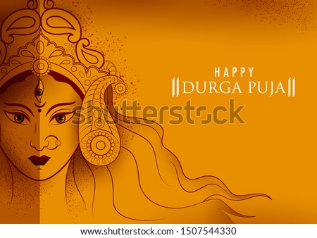 Happy Durga Puja festival of India holiday background for Dussehra and Navratri. Vector illustration Royalty-Free Stock Photo #1507544330
