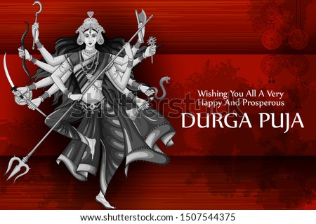 Happy Durga Puja festival of India holiday background for Dussehra and Navratri. Vector illustration Royalty-Free Stock Photo #1507544375