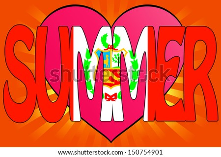 Illustration of Summer Love with the Flag of Peru