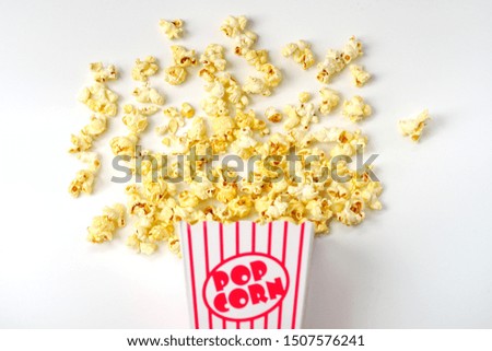   
Popcorn spread on a white background.                             