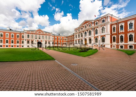 Jelgava Palace is the largest Baroque-style palace in the Baltic states, Nowadays Latvia University of Agriculture. Photo taken from court side.