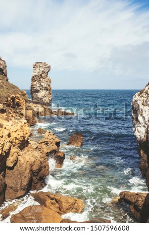Cape in Atlantic coastlaine. Beautiful nature in Portugal.