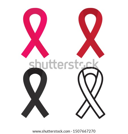 set ribbon icons, symbols of cancer or mourning- vector illustration