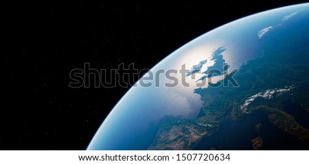 Planet Earth in space, with very little clouds covering the land masses Royalty-Free Stock Photo #1507720634