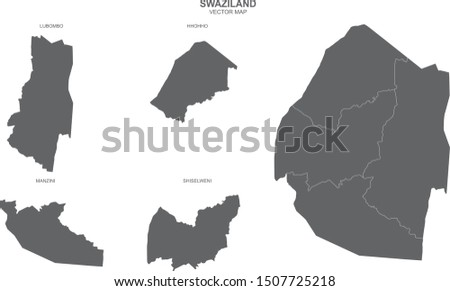 vector political map of Swaziland on white background