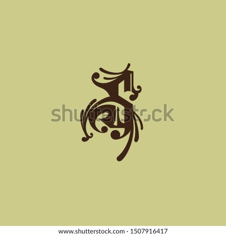 Luxury brand line logo with calligraphic initials B letter. Classic style branding.