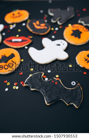 Halloween decorated homemade ginger cookies