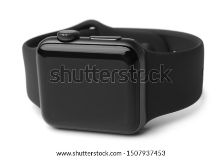 Black smart watch on white background
