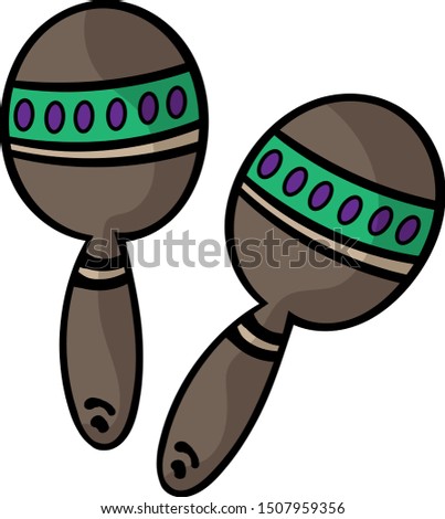 Percussion musical instrument:  beanbag, rumba shaker. Cartoon style, vector. Decorative maracas, musical instrument. Vector illustration isolated. - Vector