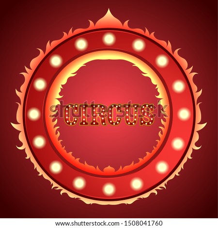 Circus light poster with a fire ring - Vector