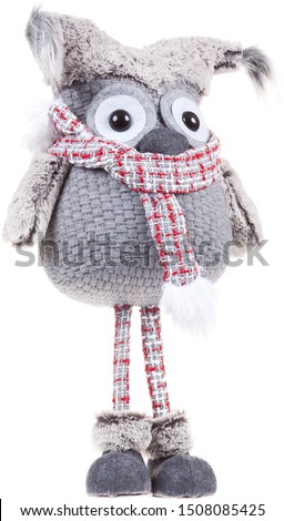 Soft owl toy on white background isolated