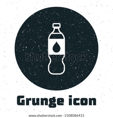 Grunge Bottle of water icon isolated on white background. Soda aqua drink sign.  Vector Illustration