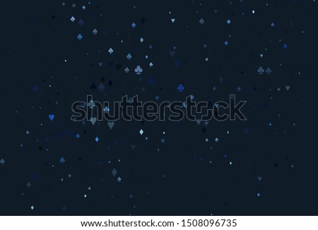 Light BLUE vector background with cards signs. Blurred decorative design of hearts, spades, clubs, diamonds. Pattern for leaflets of poker games, events.