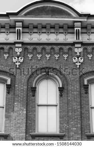 Black and white architecture of a historical building in Vermont