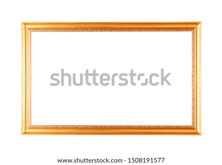 Golden picture frame isolated from white background