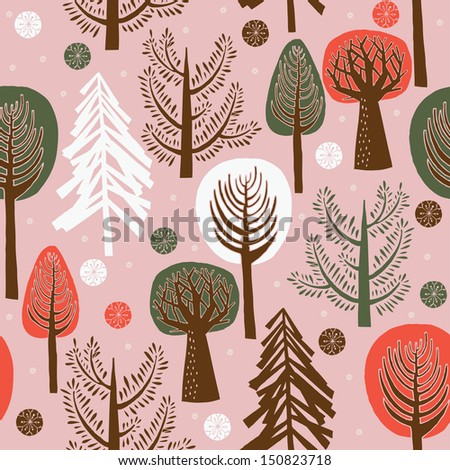 Winter Forest Seamless Pattern